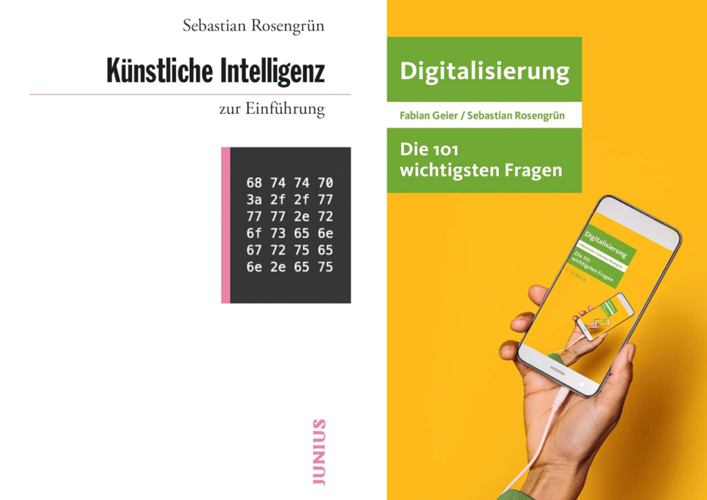 Buchtitel: "Künstliche Intelligenz zur Einführung" und "Digitalisierung: Die 101 wichtigsten Fragen".